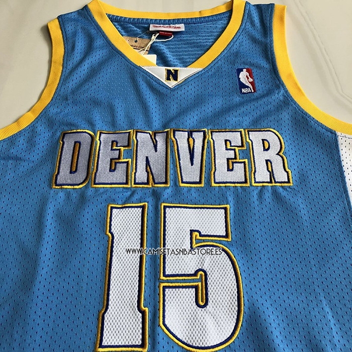 Carmelo Anthony NO 15 Camiseta Denver Nuggets Mitchell & Ness 2003-04 Azul